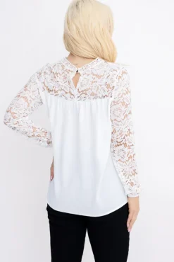 Damskie Włoski Biała Bluzka koronkowa FAROZI