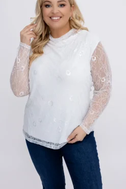 Damskie Włoski Biała Bluzka koronkowa OLIEN