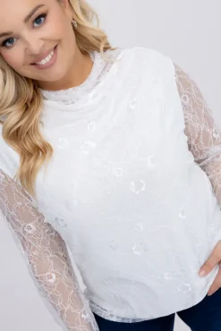 Damskie Włoski Biała Bluzka koronkowa OLIEN