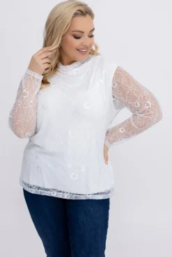 Damskie Włoski Biała Bluzka koronkowa OLIEN