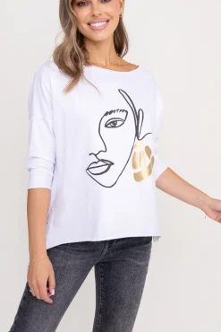 Damskie Włoski Biała Bluzka REVUMI Wzór 1