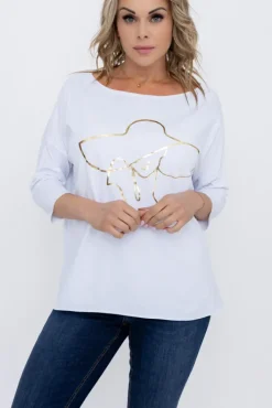 Damskie Włoski Biała Bluzka REVUMI Wzór 4