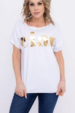 Damskie Włoski Biała Bluzka SUNRISE Wzór 13