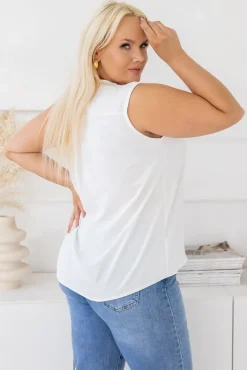 Damskie Włoski Biała Bluzka z żabotem ZENTIO