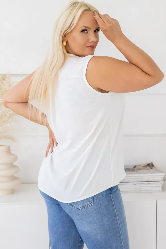 Damskie Włoski Biała Bluzka z żabotem ZENTIO