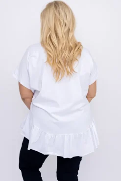 Damskie Włoski Biała Bluzka z falbaną BEYBIN