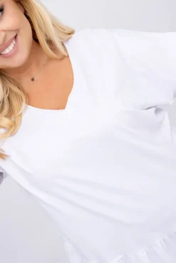 Damskie Włoski Biała Bluzka z falbaną BEYBIN