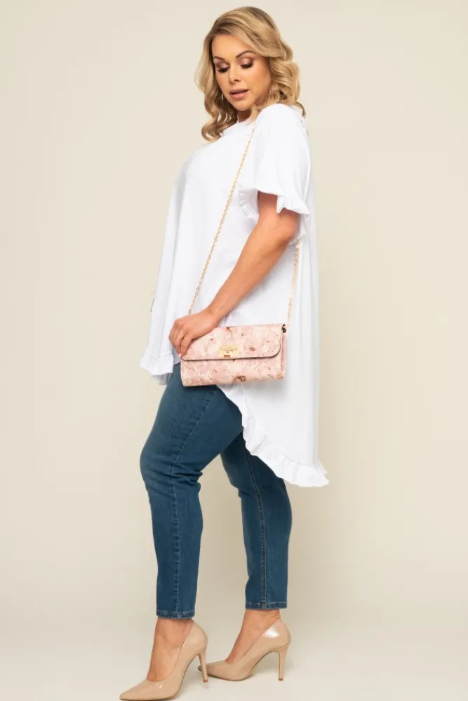 Damskie Włoski Biała Bluzka z falbanką SERMIA