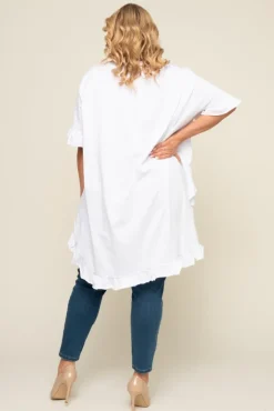 Damskie Włoski Biała Bluzka z falbanką SERMIA