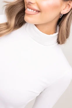 Damskie Polski Biała Bluzka z golfem LUZIO