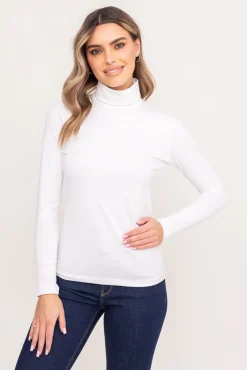 Damskie Polski Biała Bluzka z golfem LUZIO