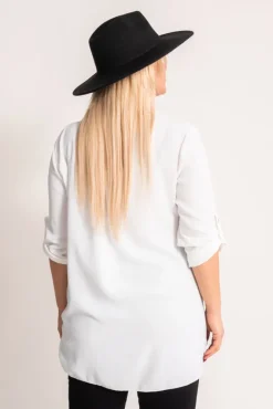 Damskie Włoski Biała Bluzka z rozsuwanym dekoltem MERXIO