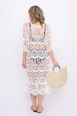 Włoski Biała haftowana Sukienka plażowa PLAYEN