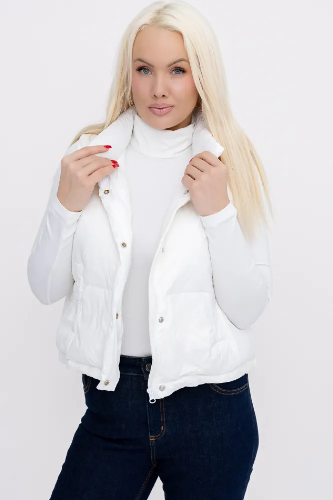 Damskie Biała Kamizelka ocieplana ALERVI