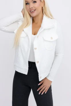 Włoski Biała Kamizelka pluszowa LOKREZI