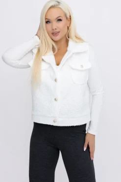 Włoski Biała Kamizelka pluszowa LOKREZI