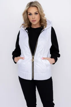 Damskie Polski Biała Kamizelka z kapturem MEGERI