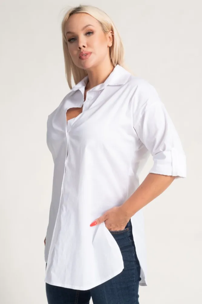 Damskie Włoski Biała Koszula KASALI