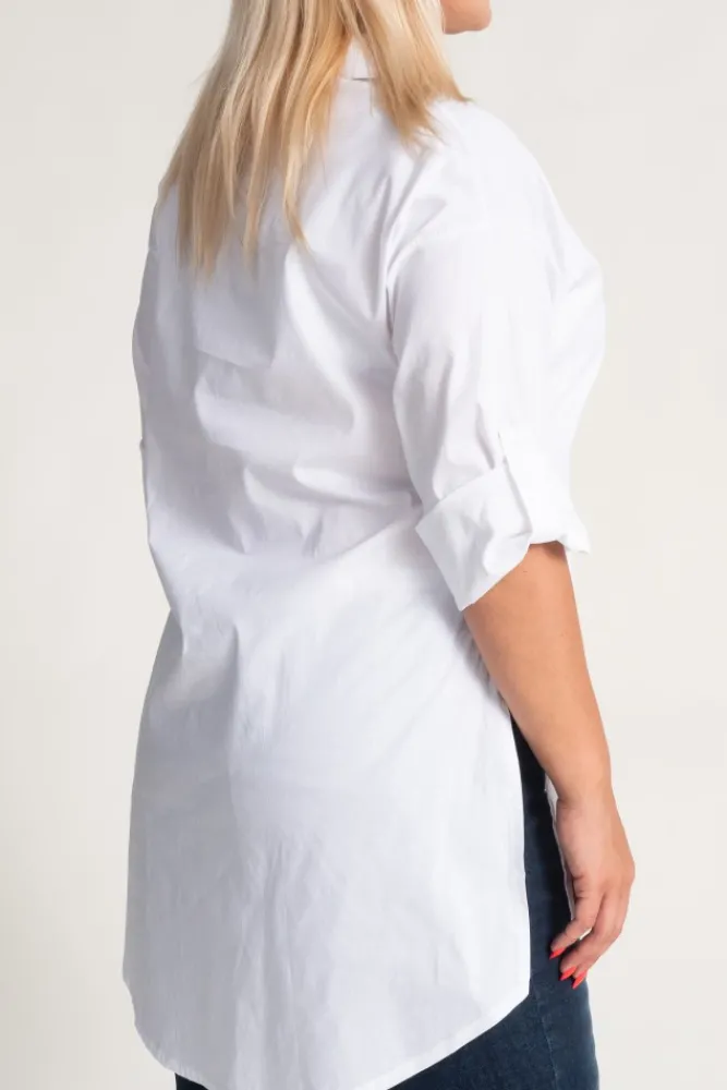 Damskie Włoski Biała Koszula KASALI