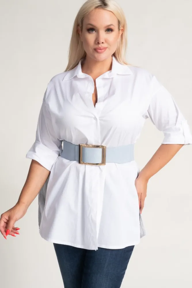 Damskie Włoski Biała Koszula KASALI