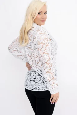 Damskie Włoski Biała Koszula koronkowa ORMINA