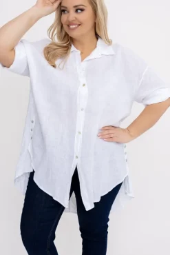 Damskie Włoski Biała Koszula lniana LOGARIO
