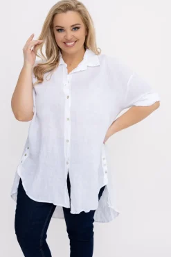Damskie Włoski Biała Koszula lniana LOGARIO