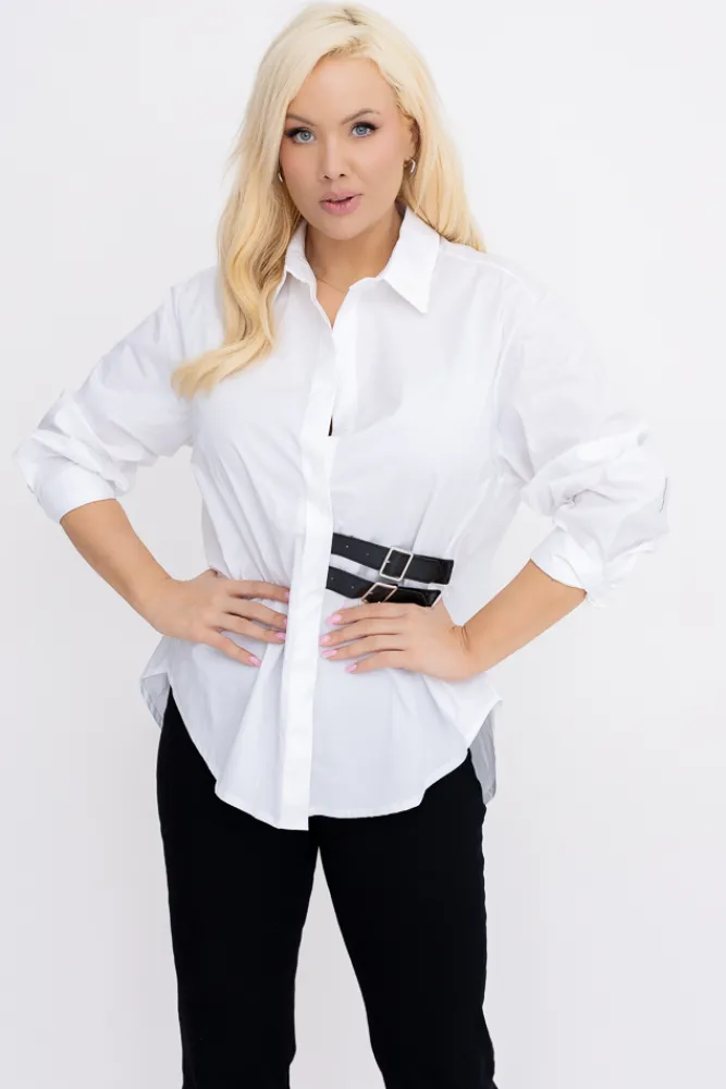 Damskie Włoski Biała Koszula LOVERI