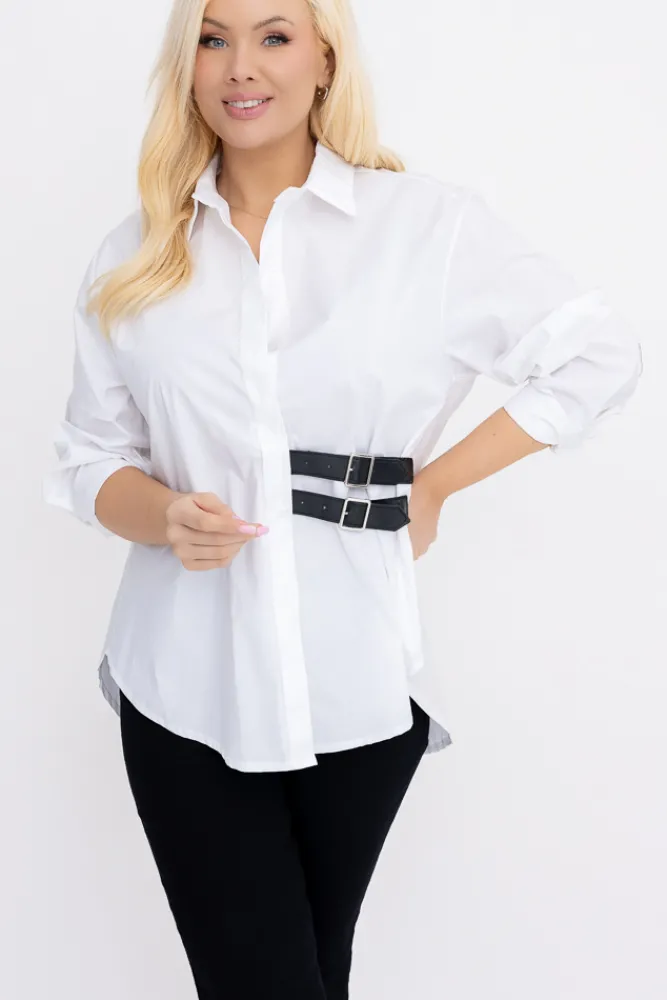 Damskie Włoski Biała Koszula LOVERI