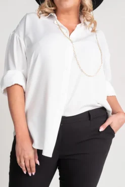 Damskie Polski Biała Koszula oversize DEMENO