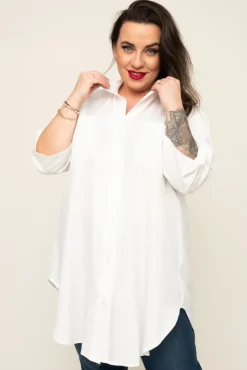 Damskie Włoski Biała Koszula SIRIN