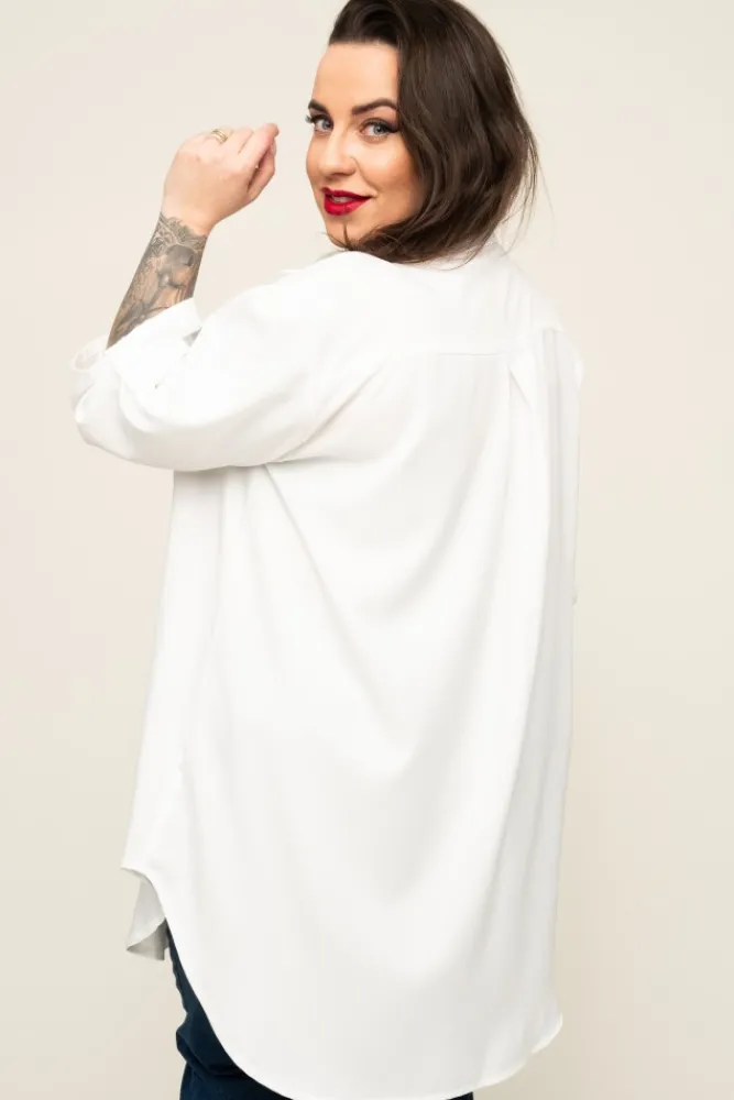 Damskie Włoski Biała Koszula SIRIN