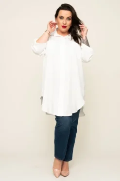 Damskie Włoski Biała Koszula SIRIN