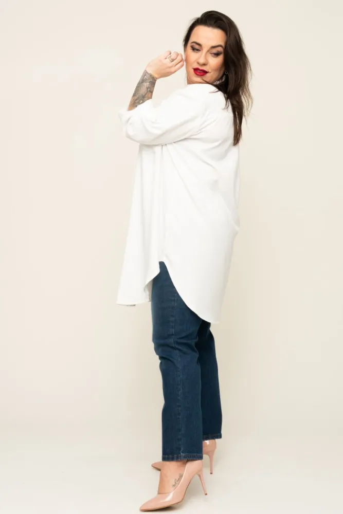 Damskie Włoski Biała Koszula SIRIN