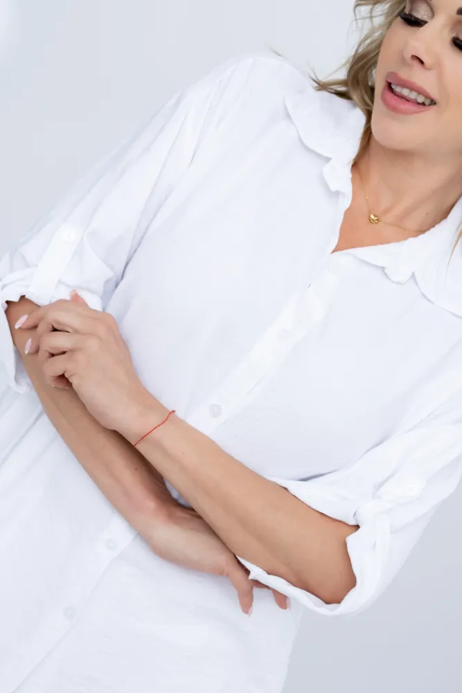 Damskie Włoski Biała Koszula TERIEN