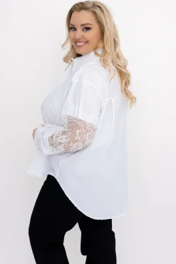 Damskie Włoski Biała Koszula z koronką IRIEN