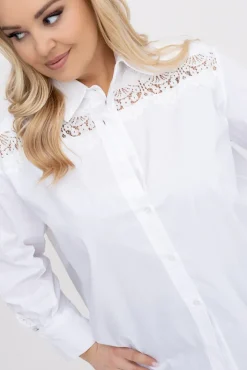 Damskie Włoski Biała Koszula z koronką SENRI
