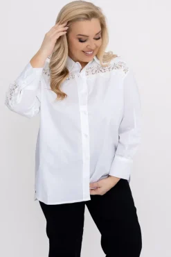 Damskie Włoski Biała Koszula z koronką SENRI