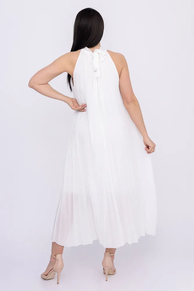 Włoski Biała plisowana Sukienka szyfonowa LUZIO