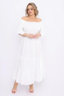 Włoski Biała Sukienka FINURI