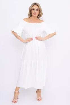 Włoski Biała Sukienka FINURI