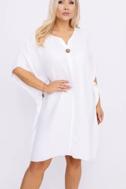 Włoski Biała Sukienka KIRMEN