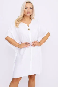 Włoski Biała Sukienka KIRMEN