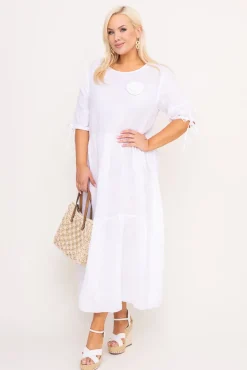 Włoski Biała Sukienka lniana TRESIA