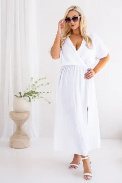 Włoski Biała Sukienka muślinowa SHEGENI