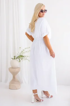 Włoski Biała Sukienka muślinowa SHEGENI