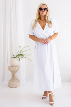 Włoski Biała Sukienka muślinowa SHEGENI