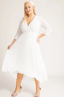 Włoski Biała Sukienka plisowana KEMELI