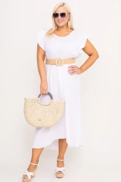 Włoski Biała Sukienka SINZI