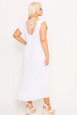 Włoski Biała Sukienka SINZI
